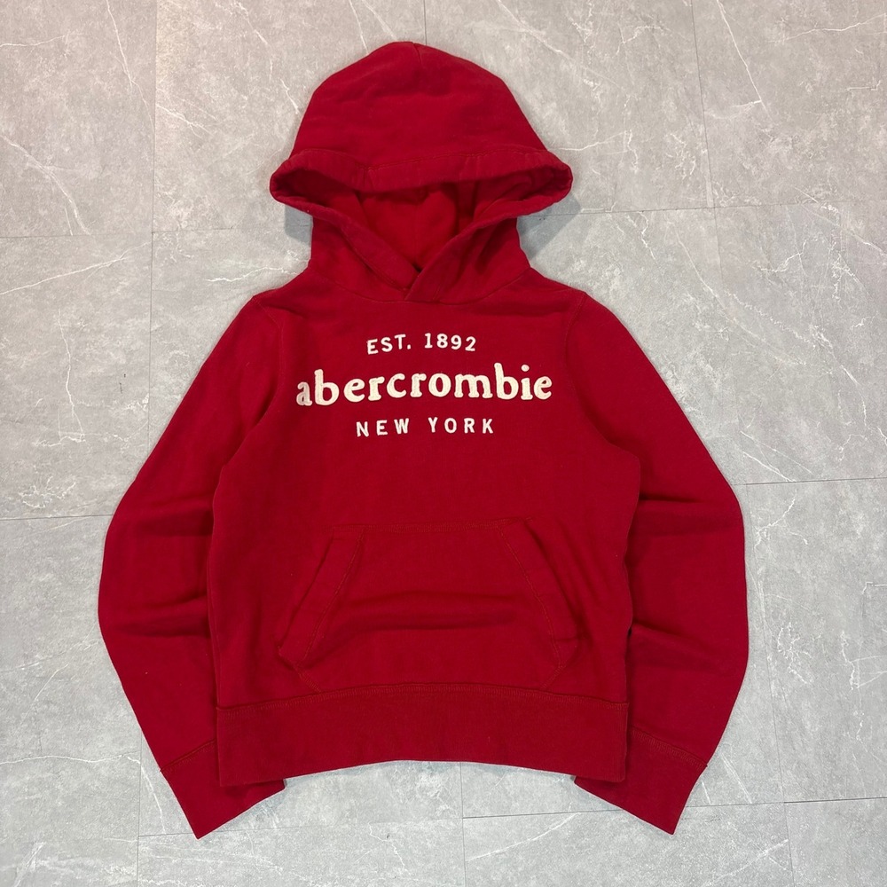 Abercrombie Kids Red Muscle Fit Logo Hoodie Sweatshirt Size L Large 1931